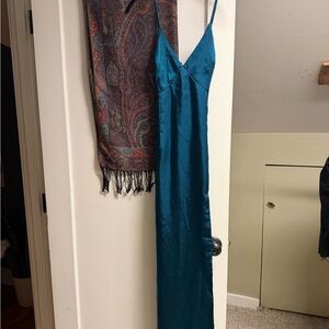 Lulu's Deep Teal Satin Dress